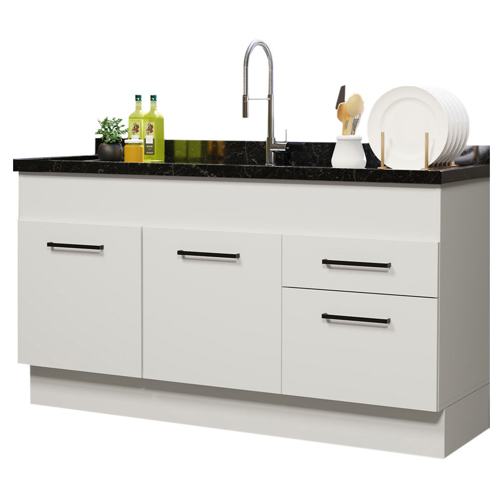 Balcão de Pia Madesa Agata 150 cm 2 Portas e 2 Gavetas (Sem Tampo e Pia) Branco