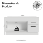 Balcão de Pia Madesa Agata 150 cm 2 Portas e 2 Gavetas (Sem Tampo e Pia) Branco
