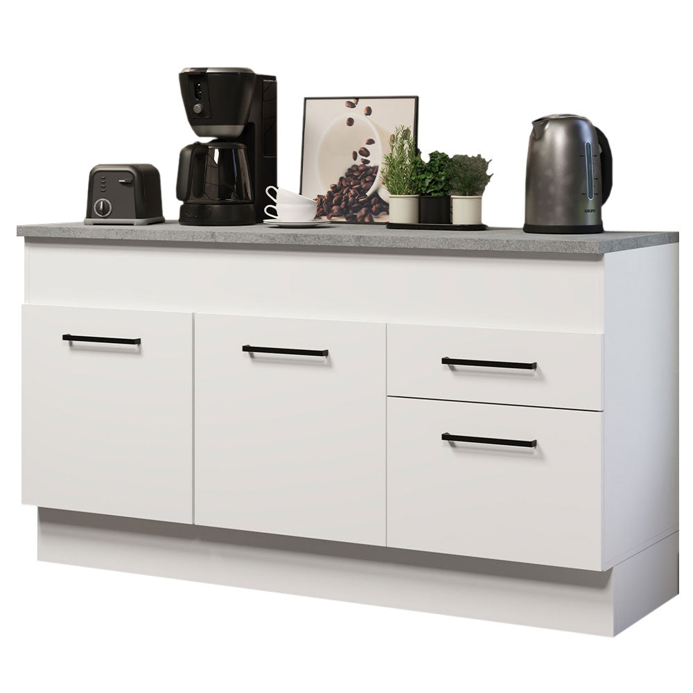 Balcão Madesa Agata 150 cm 2 Portas e 2 Gavetas (Com Tampo) Branco