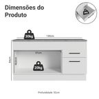 Balcão Madesa Agata 150 cm 2 Portas e 2 Gavetas (Com Tampo) Branco