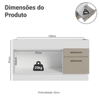 Balcão de Pia 150 cm 2 Portas e 2 Gavetas (Sem Tampo e Pia) Branco/Crema Agata Madesa