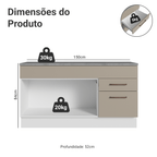 Balcão Gabinete 150 cm 2 Gavetas 2 Portas (Com Tampo) Branco/Crema Agata Madesa