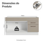 Balcão Gabinete de Pia 150 cm 2 Portas e 2 Gavetas (Sem Tampo e Pia) Branco/Crema Agata Madesa