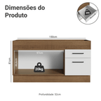 Balcão de Pia Madesa Agata 150 cm 2 Portas e 2 Gavetas (Sem Tampo e Pia) Rustic/Branco