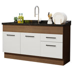 Balcão de Pia Madesa Agata 150 cm 2 Portas e 2 Gavetas (Sem Tampo e Pia) Rustic/Branco
