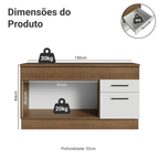 Balcão Madesa Agata 150 cm 2 Portas e 2 Gavetas (Com Tampo) Rustic/Branco
