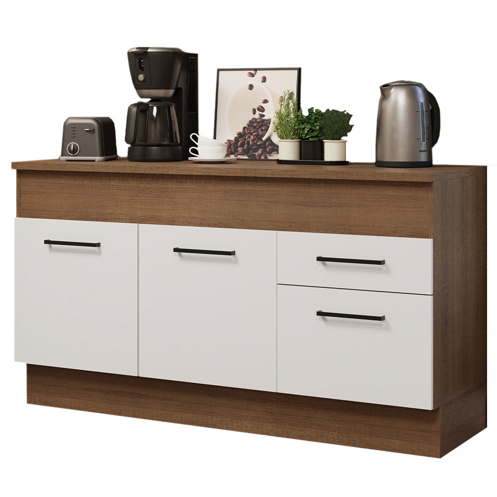 Balcão Madesa Agata 150 cm 2 Portas e 2 Gavetas (Com Tampo) Rustic/Branco
