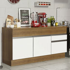 Balcão Madesa Glamy 150 cm 2 Portas e 2 Gavetas (Com Tampo) Rustic/Branco