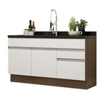 Balcão Gabinete de Pia Madesa Glamy 150 cm 2 Gavetas 2 Portas (Sem Tampo e Pia) Rustic/Branco