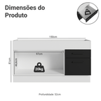 Balcão de Pia Madesa Agata 150 cm 2 Portas e 2 Gavetas (Sem Tampo e Pia) Branco/Preto