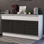 Balcão Madesa Agata 150 cm 2 Portas e 2 Gavetas (Com Tampo) Branco/Preto