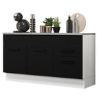 Balcão Gabinete Madesa Agata 150 cm 2 Gavetas 2 Portas (Com Tampo) Branco/Preto