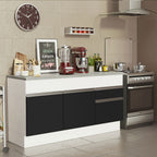 Balcão Madesa Glamy 150 cm 2 Portas e 2 Gavetas (Com Tampo) Branco/Preto