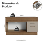 Balcão 150 cm 2 Portas e 2 Gavetas (Com Tampo) Rustic/Crema Agata Madesa