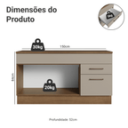 Balcão Gabinete 150 cm 2 Gavetas 2 Portas (Com Tampo) Rustic/Crema Agata Madesa