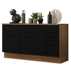 Balcão Gabinete Madesa Agata 150 cm 2 Gavetas 2 Portas (Com Tampo) Rustic/Preto