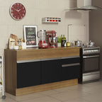Balcão Madesa Glamy 150 cm 2 Portas e 2 Gavetas (Com Tampo) Rustic/Preto