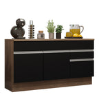 Balcão Gabinete Madesa Glamy 150 cm 2 Gavetas 2 Portas (Com Tampo) Rustic/Preto