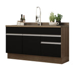 Balcão Gabinete de Pia Madesa Glamy 150 cm 2 Gavetas 2 Portas (Sem Tampo e Pia) Rustic/Preto