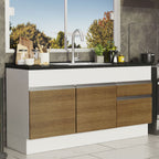 Balcão de Pia Madesa Glamy 150 cm 2 Portas e 2 Gavetas (Sem Tampo e Pia) Branco/Rustic