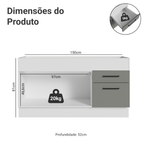Balcão de Pia Madesa Agata 150 cm 2 Portas e 2 Gavetas (Sem Tampo e Pia) Branco/Cinza