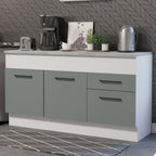 Balcão Madesa Agata 150 cm 2 Portas e 2 Gavetas (Com Tampo) Branco/Cinza