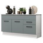 Balcão Gabinete Madesa Agata 150 cm 2 Gavetas 2 Portas (Com Tampo) Branco/Cinza