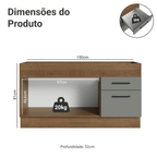 Balcão de Pia Madesa Agata 150 cm 2 Portas e 2 Gavetas (Sem Tampo e Pia) Rustic/Cinza