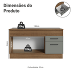 Balcão Madesa Agata 150 cm 2 Portas e 2 Gavetas (Com Tampo) Rustic/Cinza