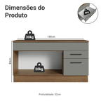 Balcão Gabinete Madesa Agata 150 cm 2 Gavetas 2 Portas (Com Tampo) Rustic/Cinza
