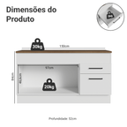 Balcão de Cozinha 150 cm 2 Portas 2 Gavetas Branco Tampo Rustic Agata Madesa