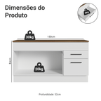 Balcão de Cozinha 150 cm 2 Portas 2 Gavetas Branco Tampo Rustic Agata Madesa