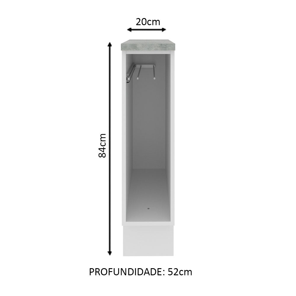 Balcão Porta-Pano 20 cm (Com Tampo) para Cozinhas Branco Madesa