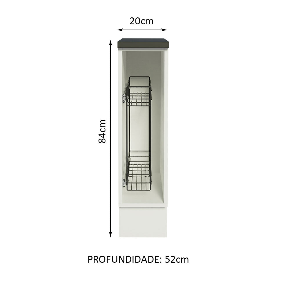 Balcão Porta-Temperos Madesa Acordes 100% MDF 20 cm (Com Tampo) Branco