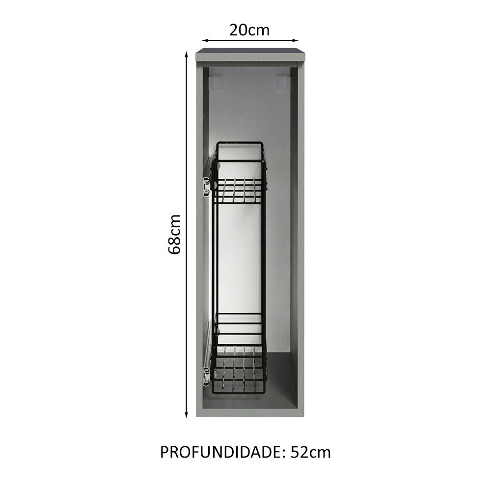 Balcão Porta-Temperos 20 cm Suspenso Cinza Nice Madesa