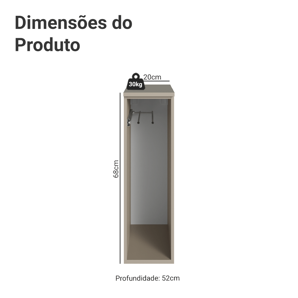 Balcão Porta-Pano 20 cm Suspenso Crema Nice Madesa