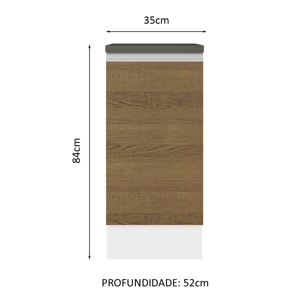 Balcão 100% MDF 35 cm 1 Porta Branco/Rustic Acordes Madesa