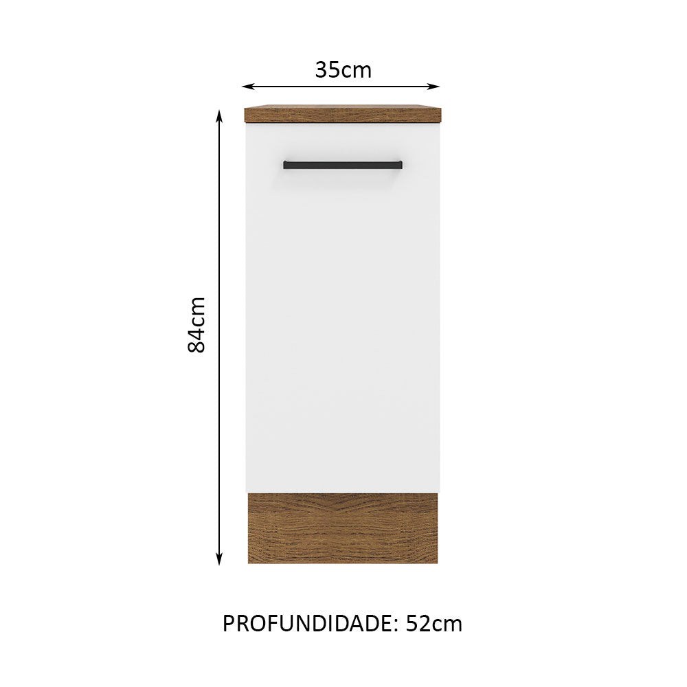 Balcão Madesa Agata 35 cm 1 Porta Rustic/Branco