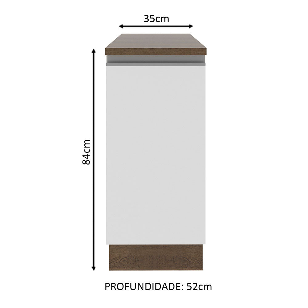 Balcão Madesa Glamy 35 cm 1 Porta Rustic/Branco