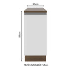 Balcão Madesa Glamy 35 cm 1 Porta Rustic/Branco