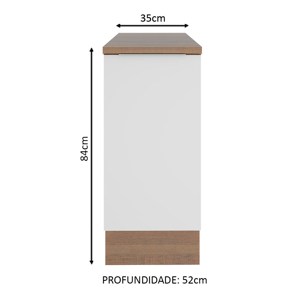 Balcão Madesa Stella 35 cm 1 Porta Rustic/Branco