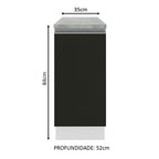 Balcão Madesa Glamy 35 cm 1 Porta Branco/Preto