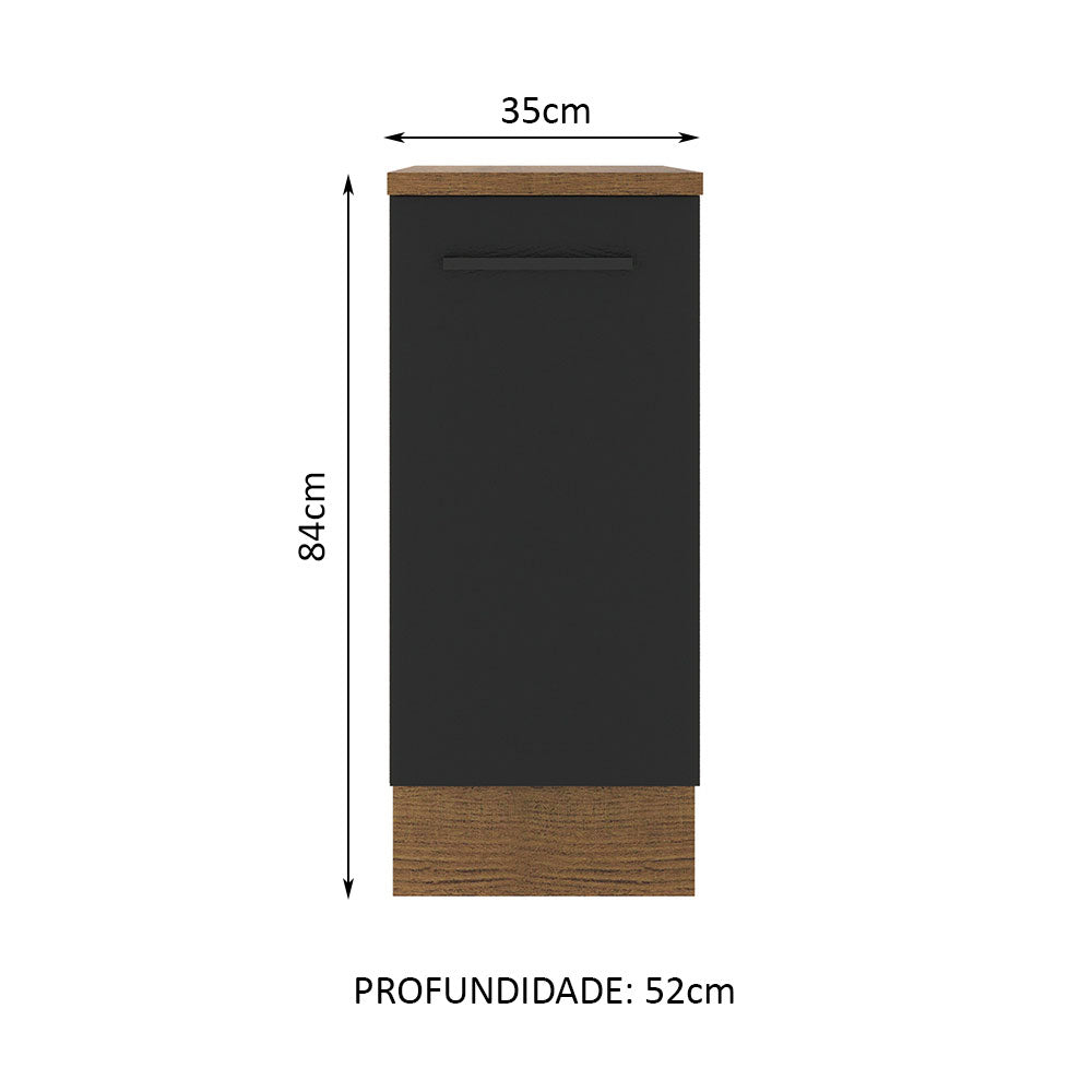 Balcão Madesa Agata 35 cm 1 Porta Rustic/Preto