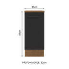 Balcão Madesa Agata 35 cm 1 Porta Rustic/Preto