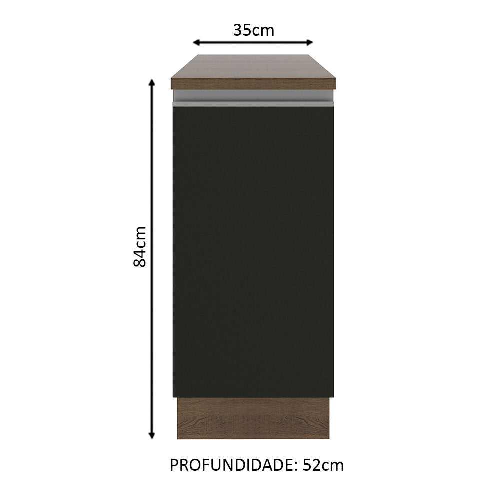 Balcão Madesa Glamy 35 cm 1 Porta Rustic/Preto