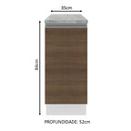 Balcão Madesa Glamy 35 cm 1 Porta Branco/Rustic