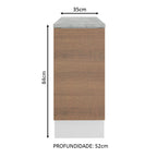 Balcão Madesa Stella 35 cm 1 Porta Branco/Rustic