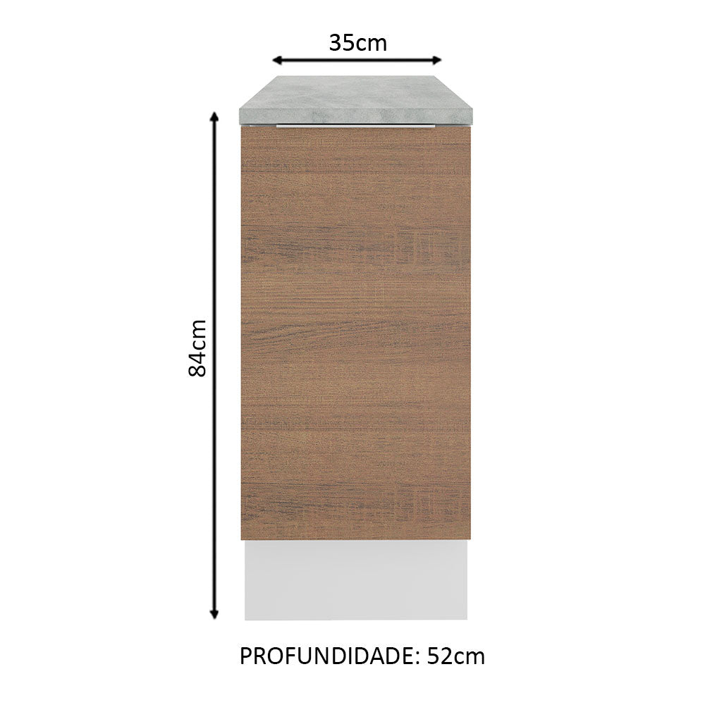 Balcão Madesa Stella 35 cm 1 Porta Branco/Rustic