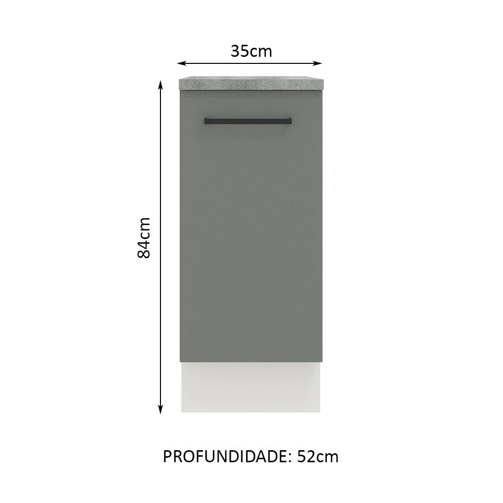 Balcão Madesa Agata 35 cm 1 Porta Branco/Cinza