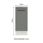 Balcão Madesa Agata 35 cm 1 Porta Branco/Cinza